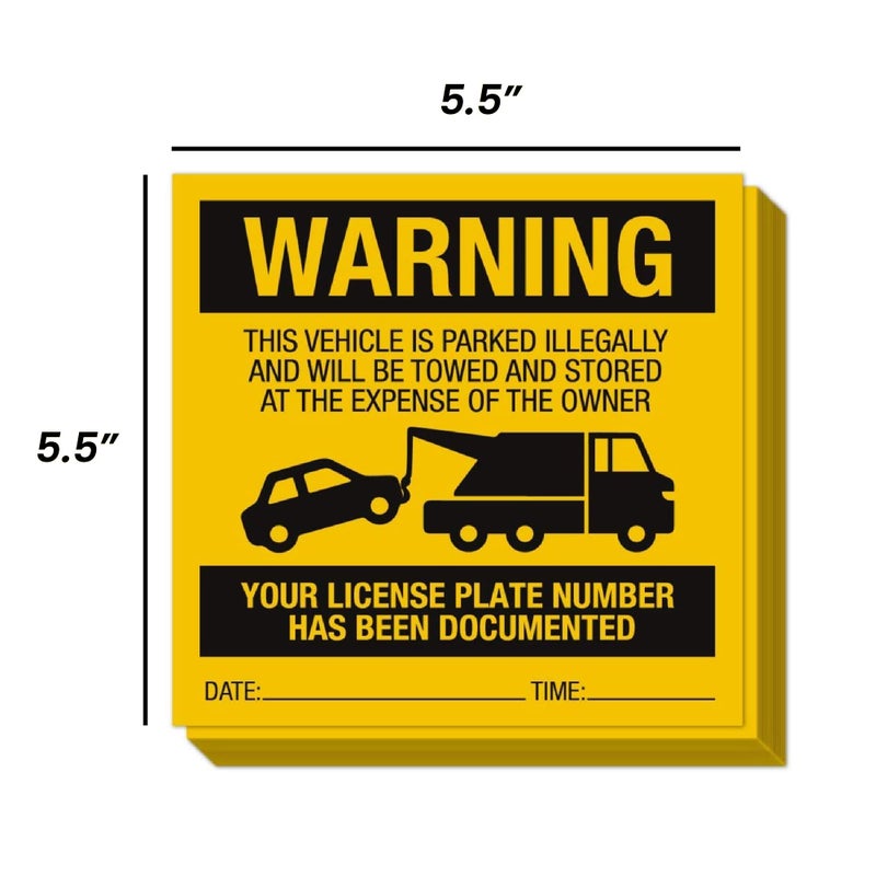 Sutter Signs Illegally Parked Warning Stickers (Pack of 25) | Tow Away Warning Sign for Illegal Car Vehicle Parking Violation - Image 2